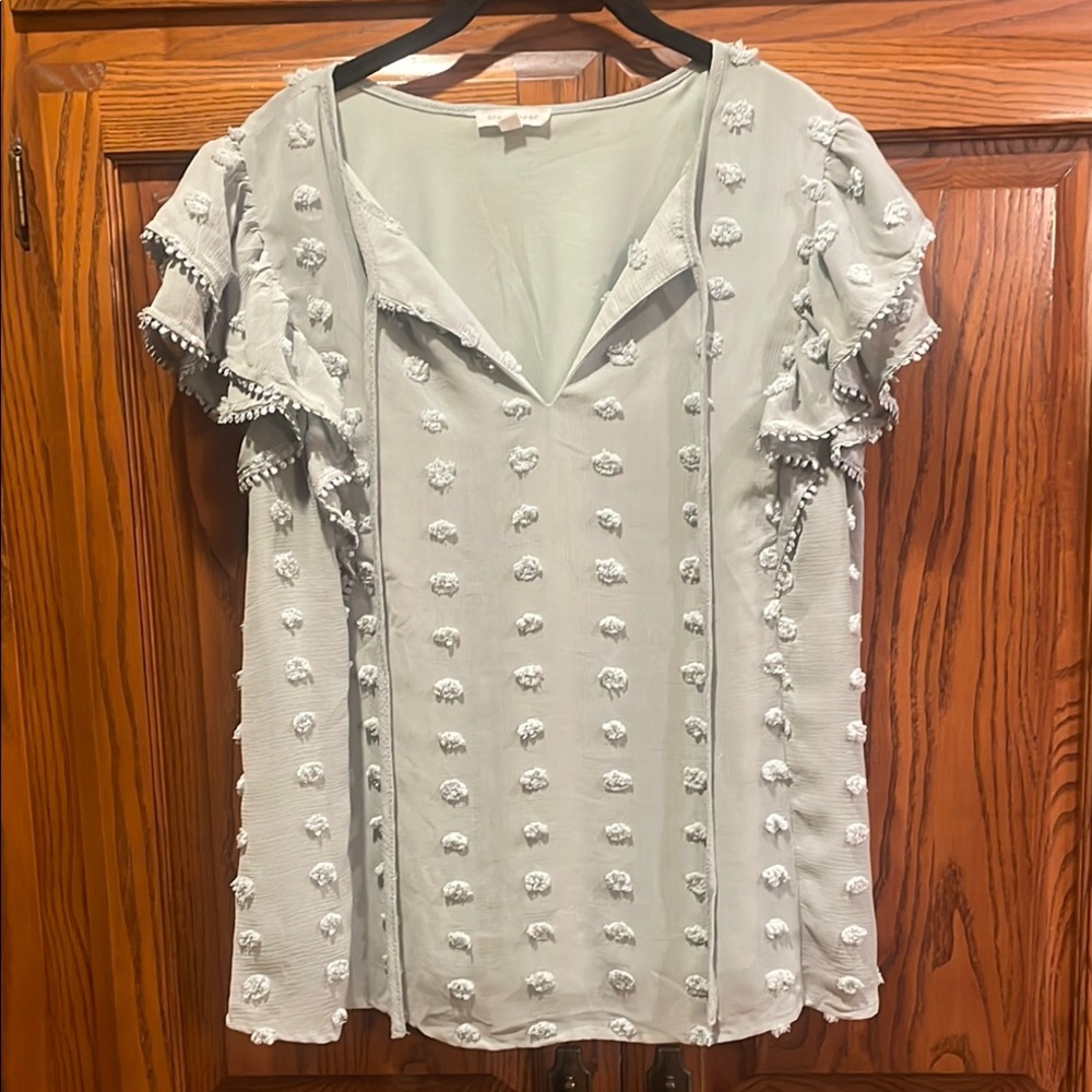 Chic Ruffled Women's Blouse in Sage Green